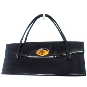 Vintage 60s Structured Pocketbook Black Patent